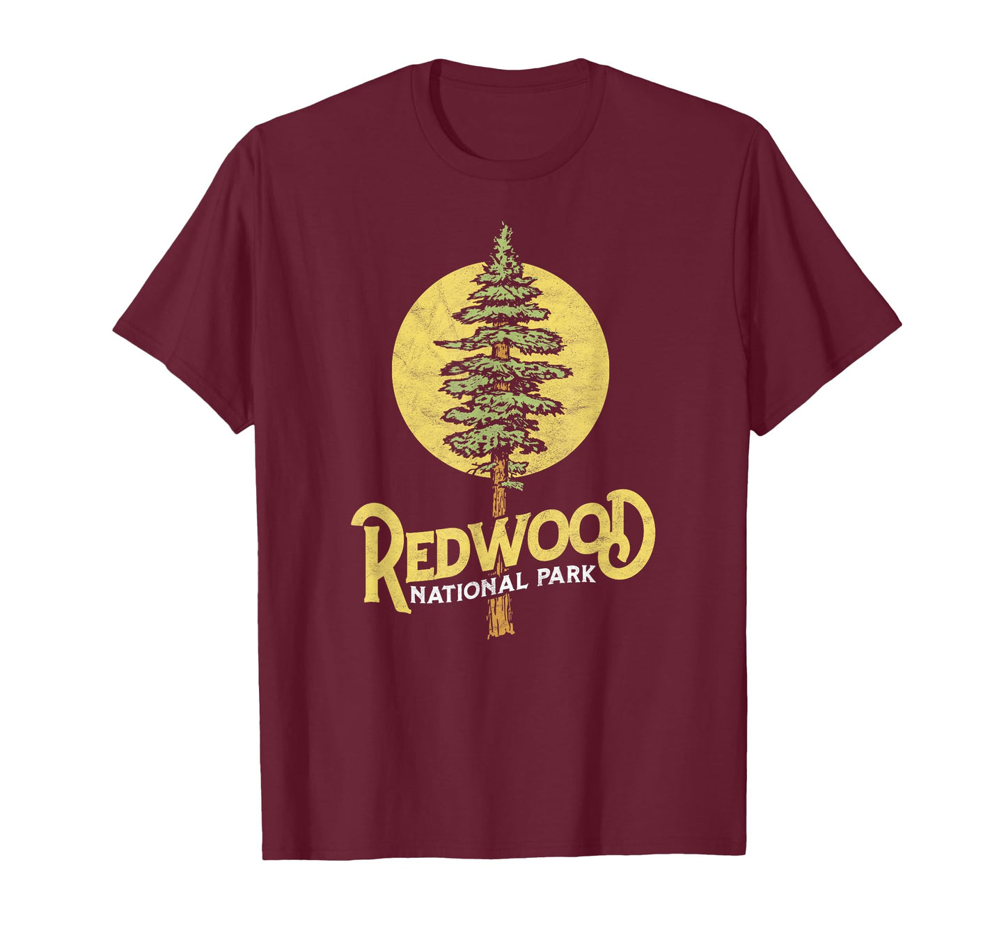 Redwood National Park Retro Vibe Distressed Tree Graphic T-Shirt