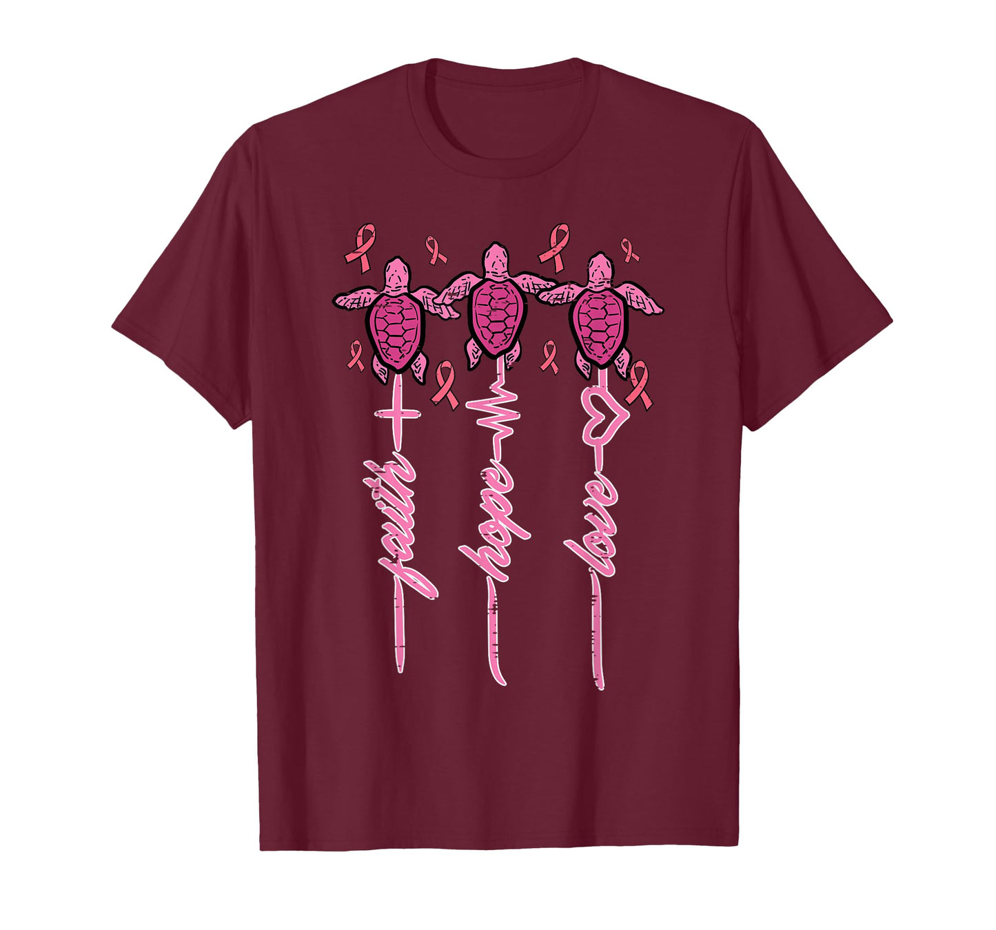 Breast Cancer Awareness Turtles Faith Hope Men Women Kids T-Shirt