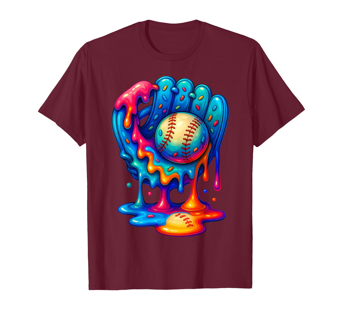 Baseball Drip for Boys Ice Cream Drip Baseball Glove T-Shirt