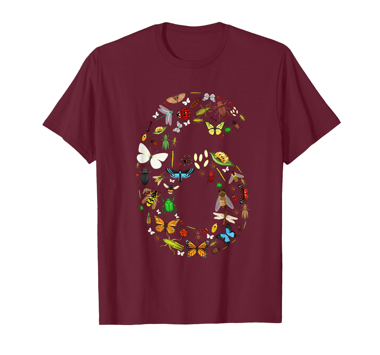 6 Years Old Six Bug 6th Birthday Bugs Insects Boy Girl T-Shirt
