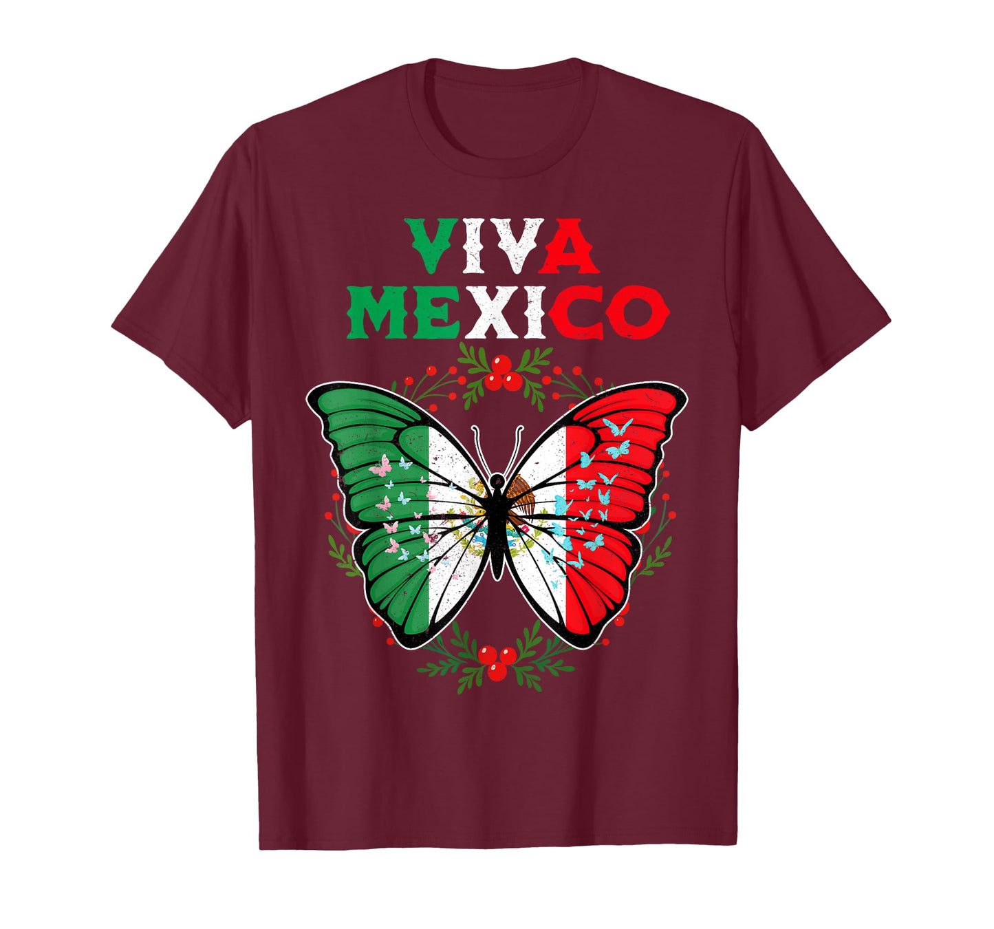 Butterfly Viva Mexico September 16 Mexican Independence Day T-Shirt