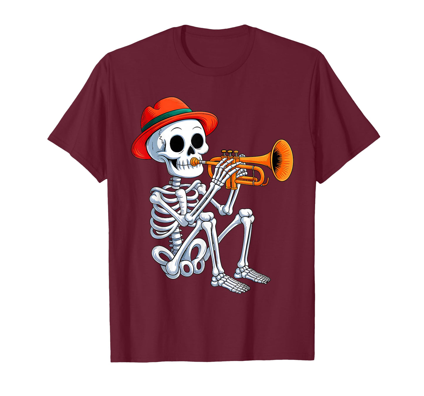 Skeleton Playing Trumpet Halloween Costume for Men Boys Kid T-Shirt