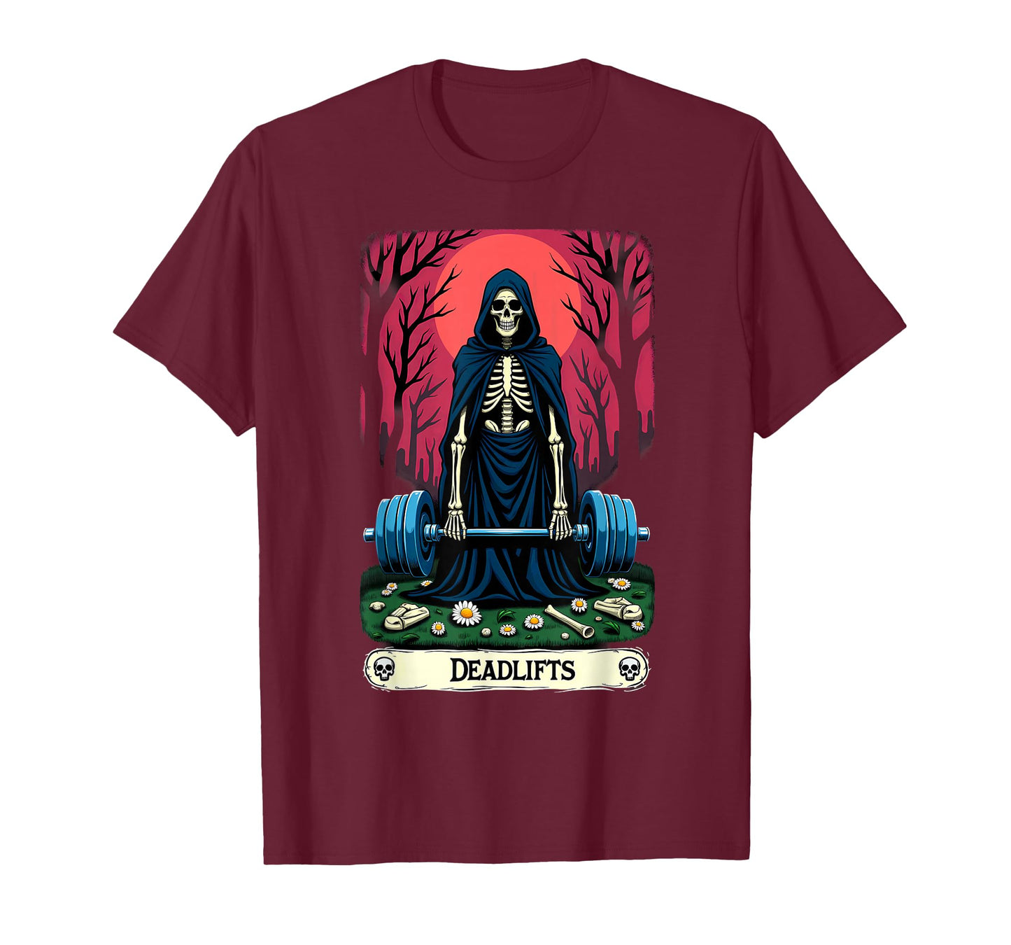 Gothic Tarot Card Skeleton Deadlifts Weightlifiting T-Shirt