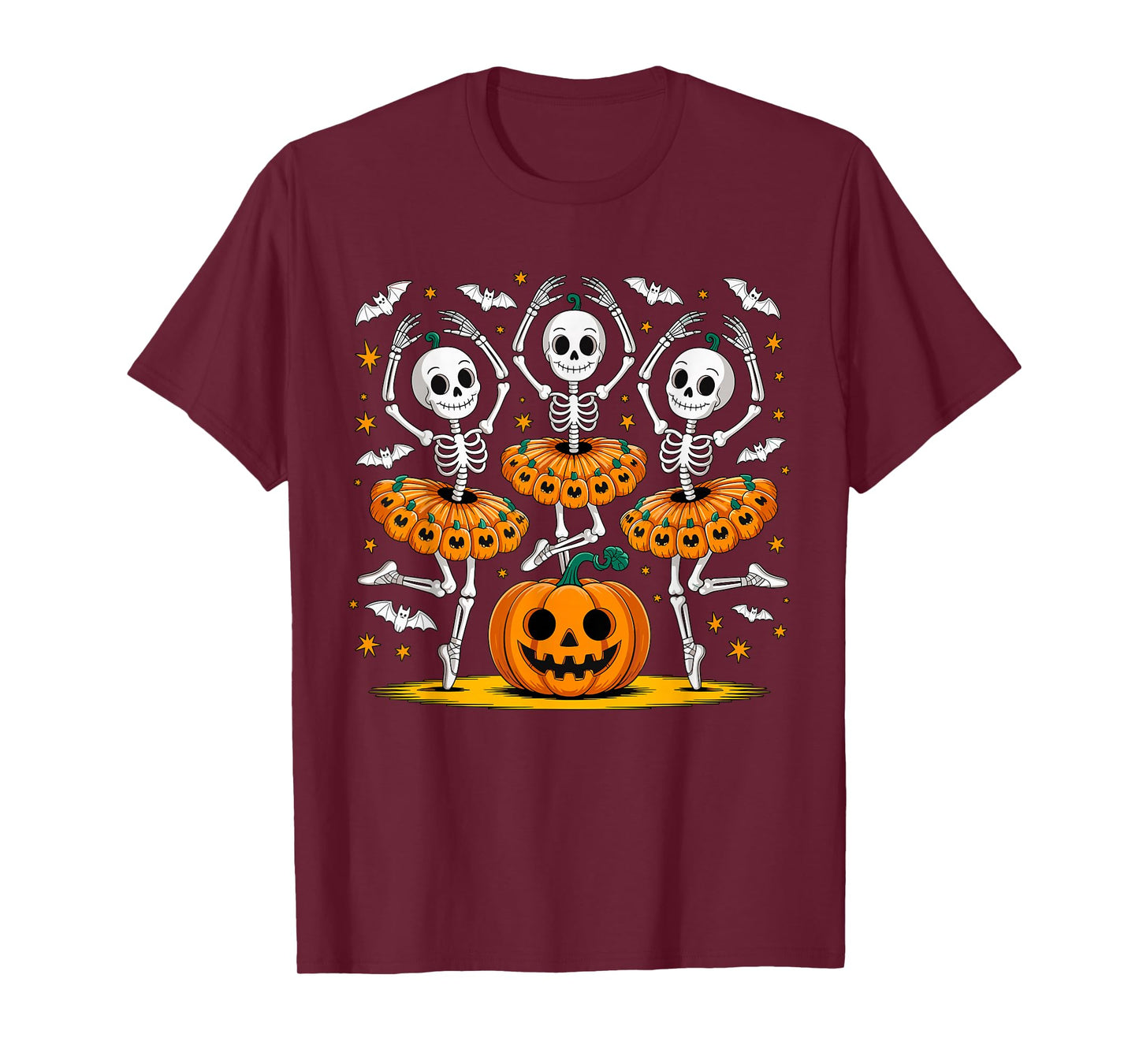 Ballet Skeleton Pumpkin Halloween Scary for Men Women Boys T-Shirt