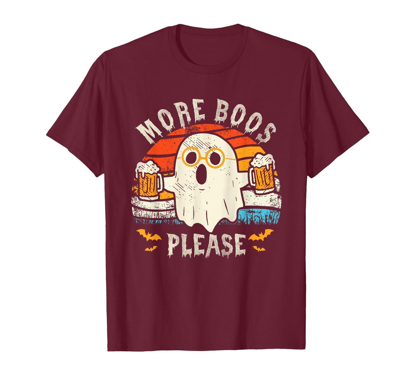 Retro More Boos Please Ghost Beer Halloween Costume Men Boys T-Shirt