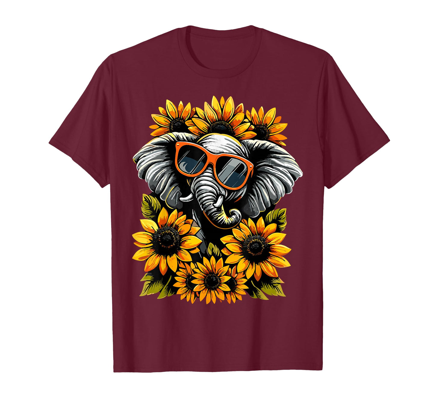 Elephant with Sunglasses Sunflowers T-Shirt