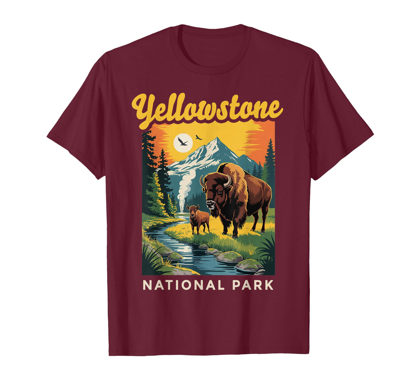 Wyoming Buffalo Bison Vintage Yellowstone National Park T-Shirt