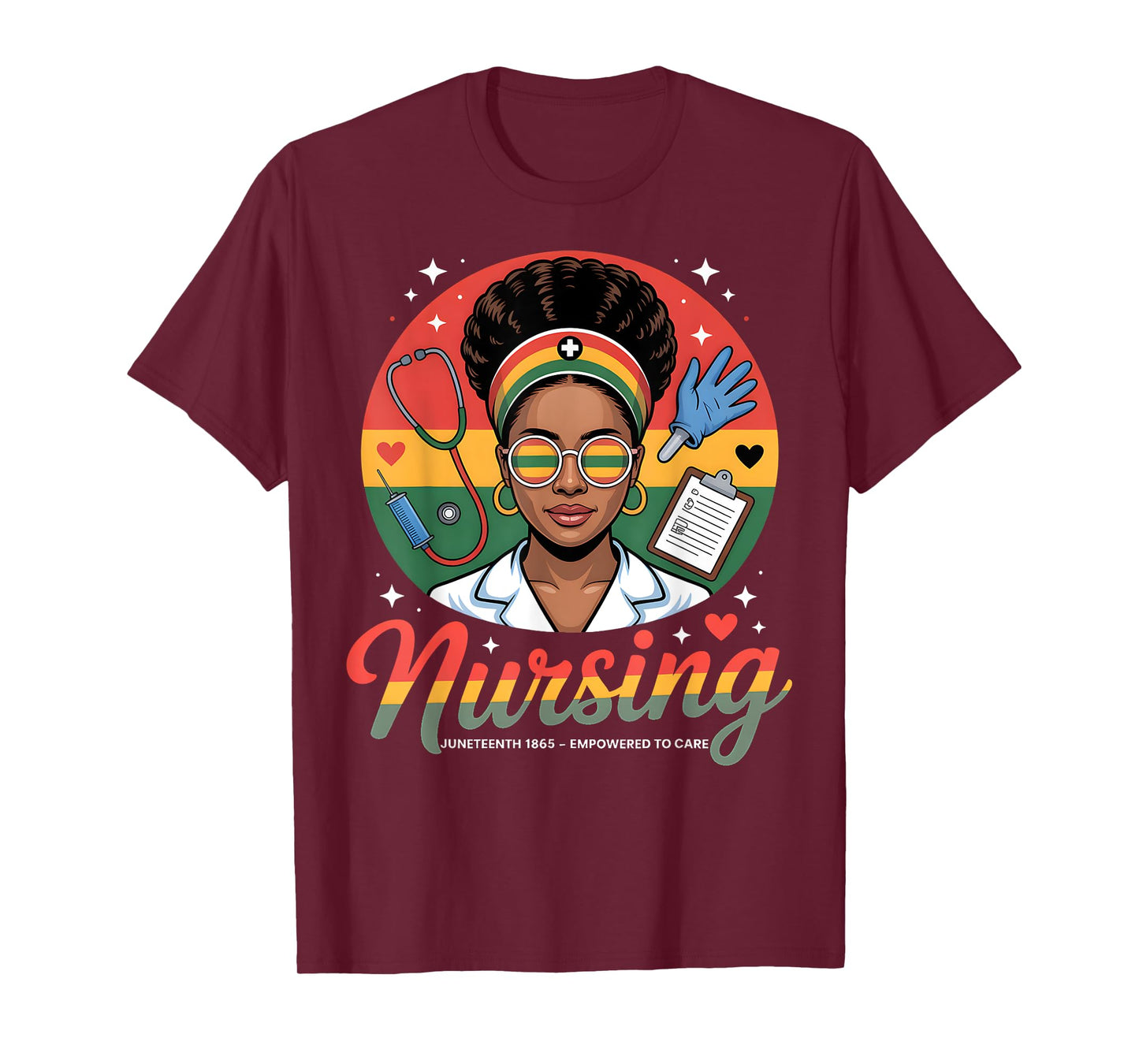 Juneteenth Nurse Pride Afro Rasta Healthcare Worker Design T-Shirt