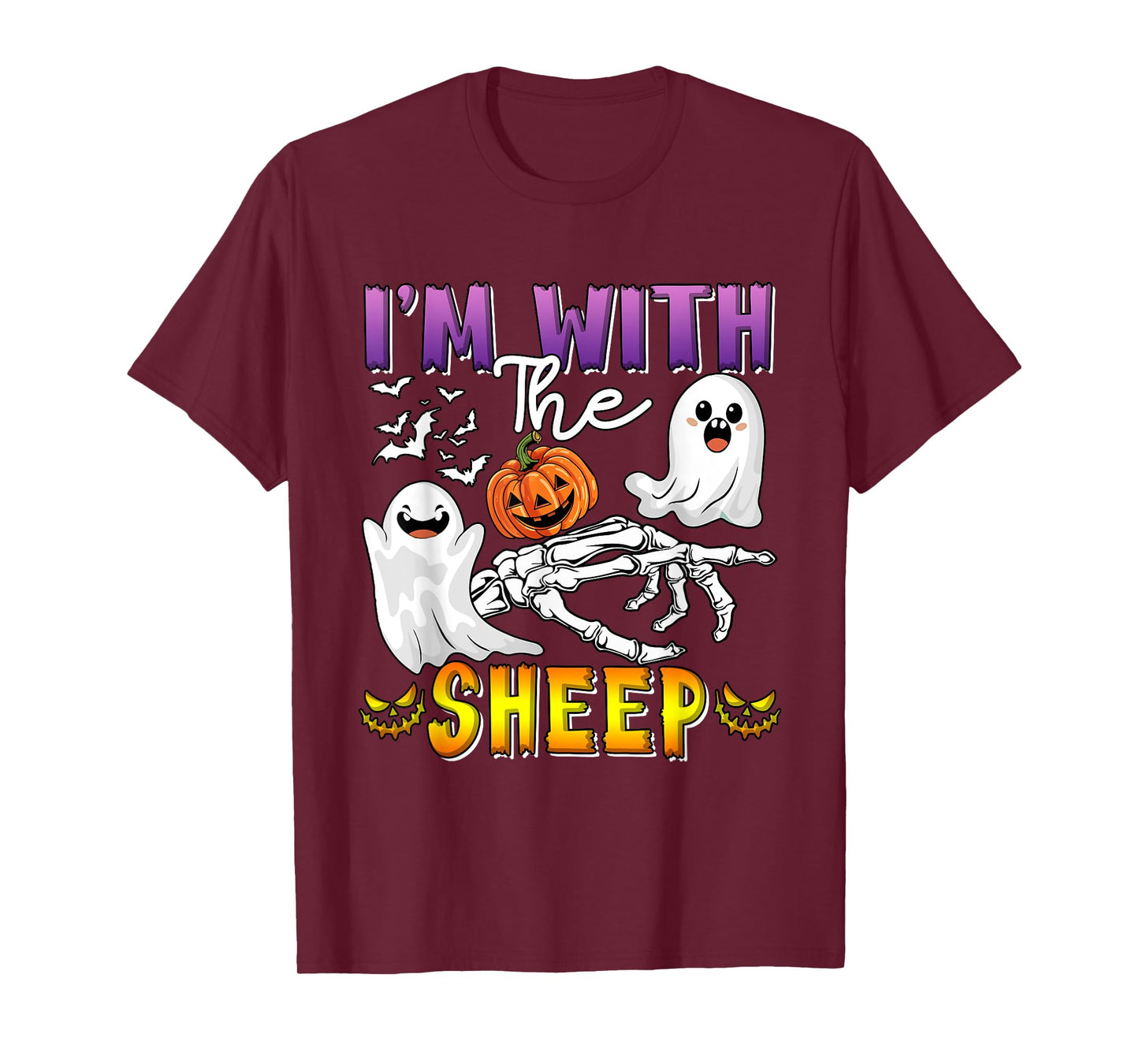 I'm with Sheep Halloween Boo Ghost Funny Single Farmer T-Shirt