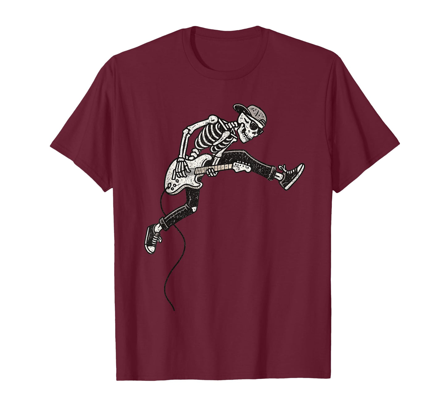 Vintage Halloween Skeleton Guitar Rock Funny Spooky Costume T-Shirt