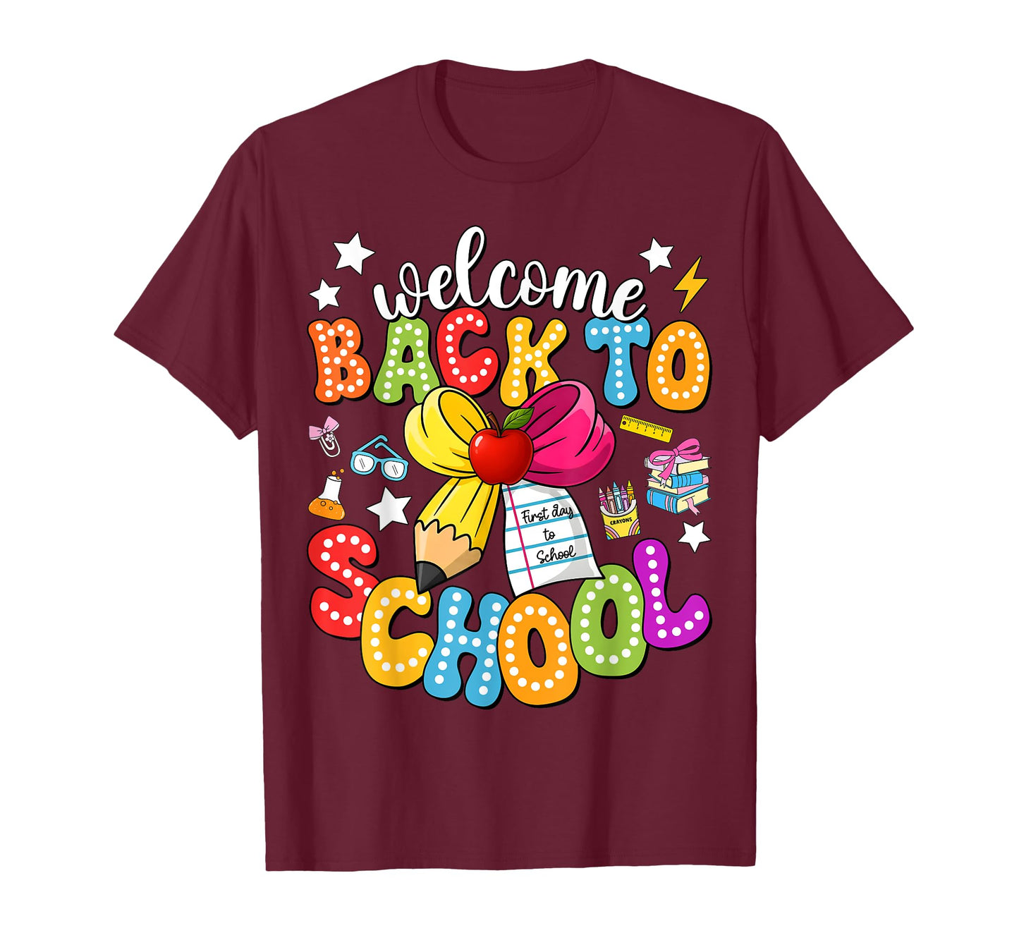 Back To School Pencil Coquette Bow First Day of School Kids T-Shirt