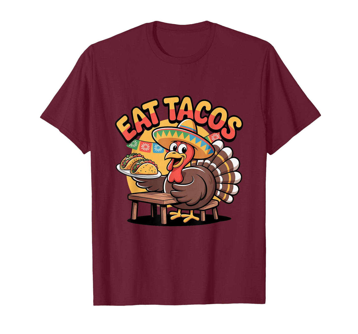 Funny Thanksgiving Turkey Eat Tacos Mexican Christmas Fall T-Shirt