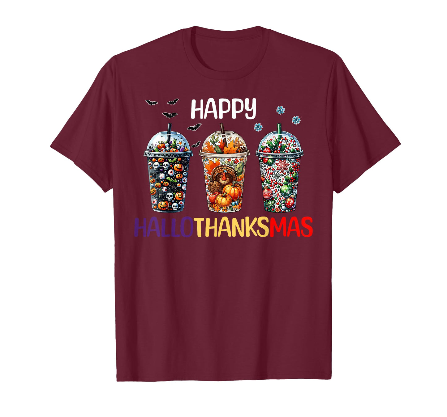 Happy Hallothanksmas Halloween Coffee Latte Thanksgiving T-Shirt