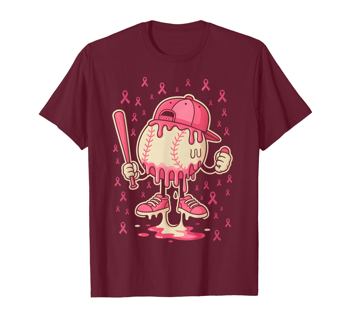 Baseball Drip Ice Cream Breast Cancer Awareness Boys & Girls T-Shirt