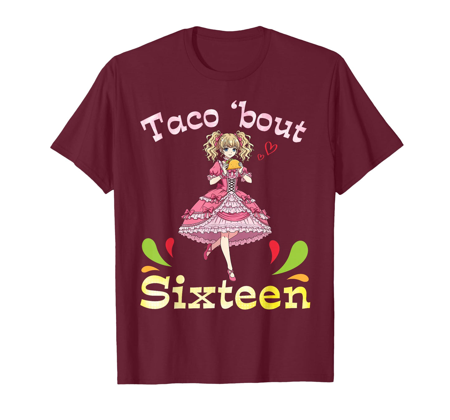 Cute Girl with Tacos I Taco Bout Sixteen Years Old Birthday T-Shirt