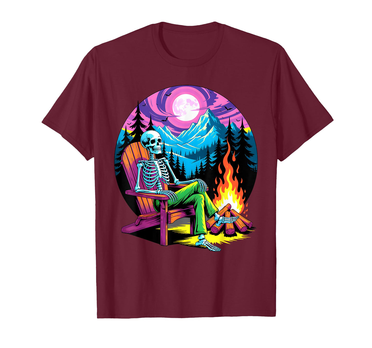 Skeleton Camping Halloween Costume Bones Camp Camper T-Shirt
