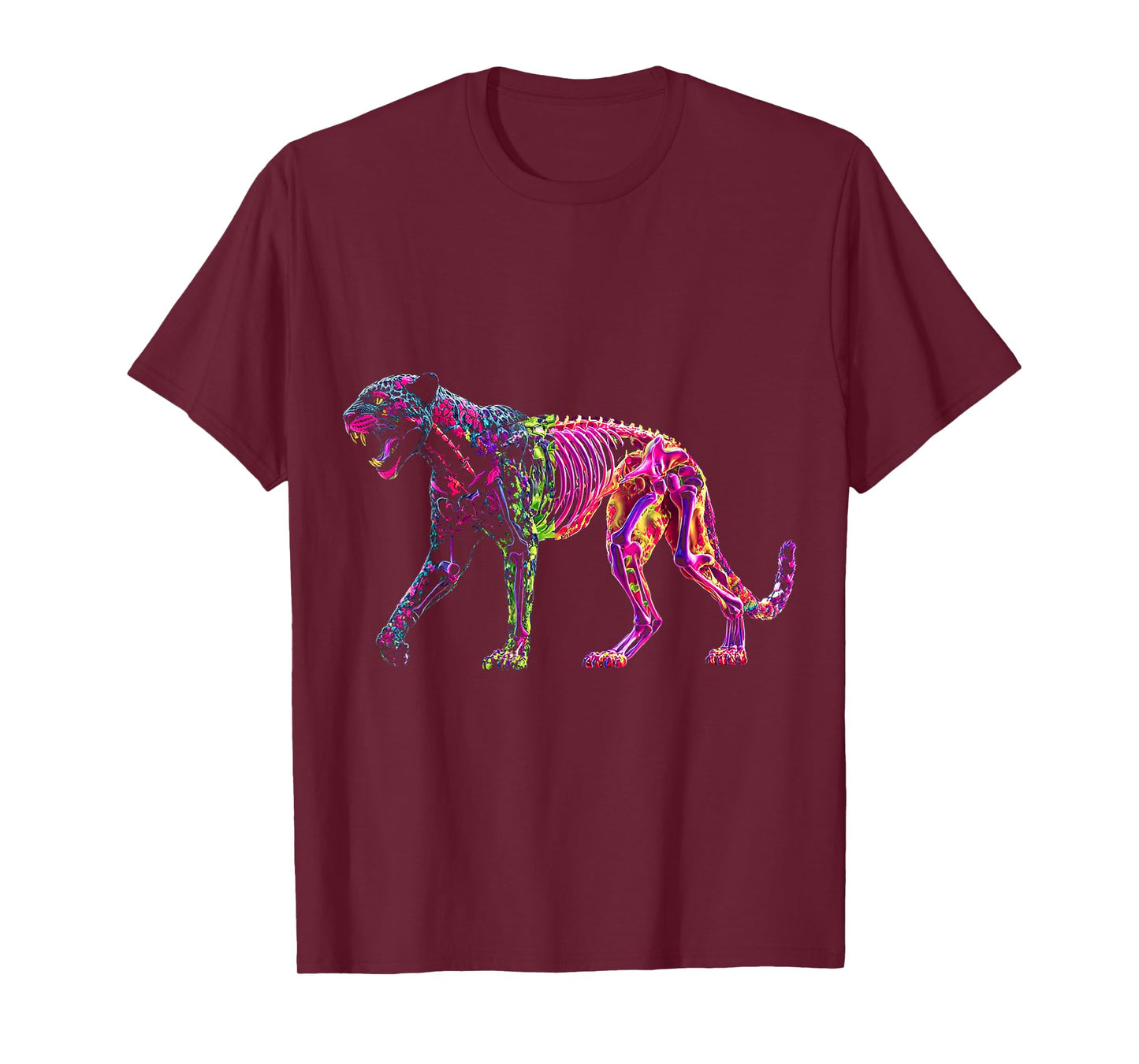 Halloween Leopard Skeleton Zombie Colorful Animal Halloween T-Shirt
