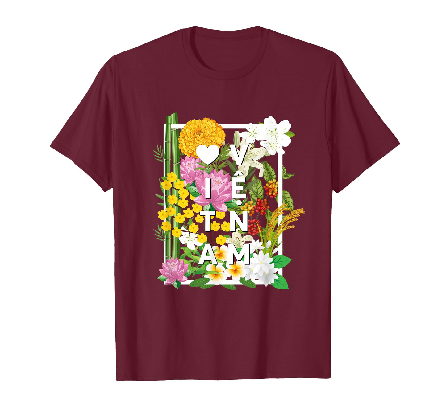 Flowers of Vietnam Word Art - Vietnamese Pride T-Shirt