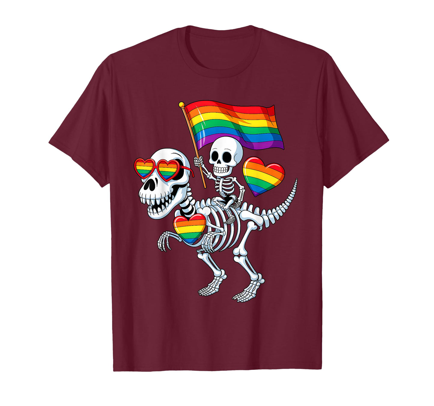Halloween Homosexual Rainbow Dinosaur Skeleton Gay Pride T-Shirt