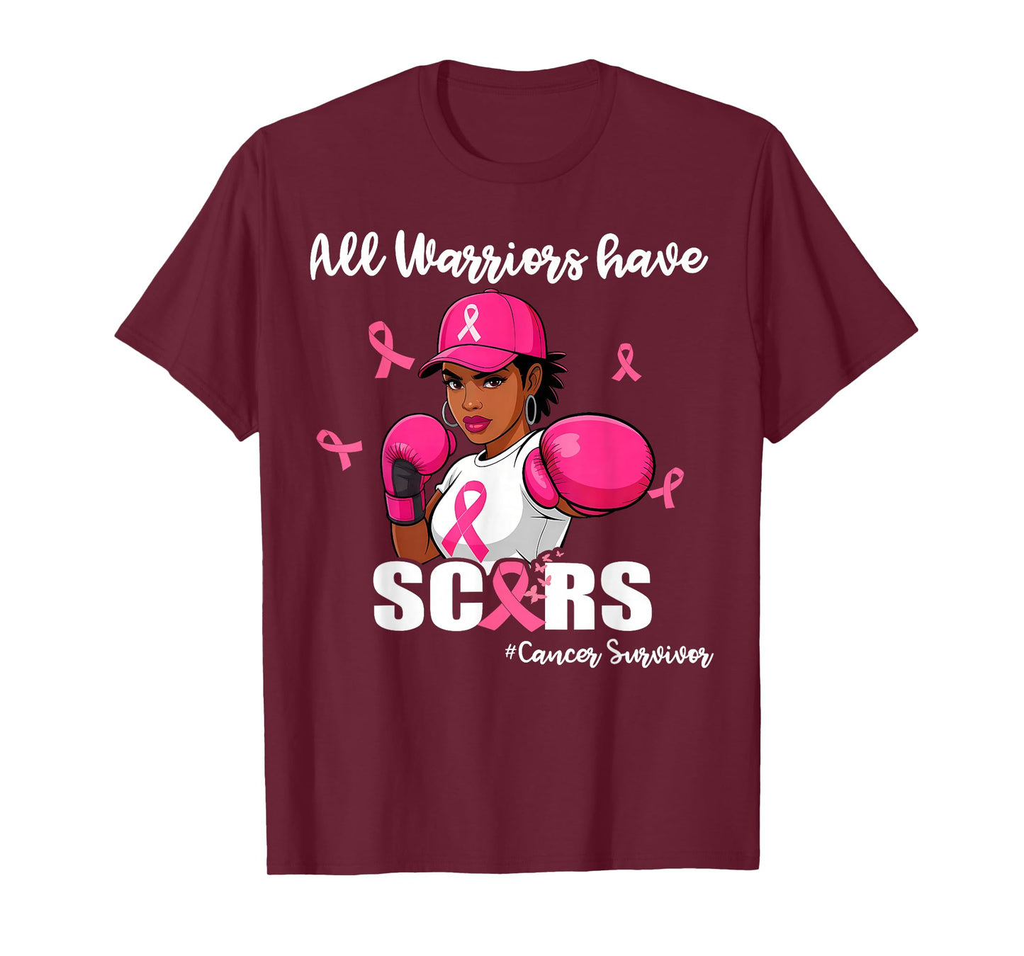Women Black African American Fight Breast Cancer Pink Ribbon T-Shirt