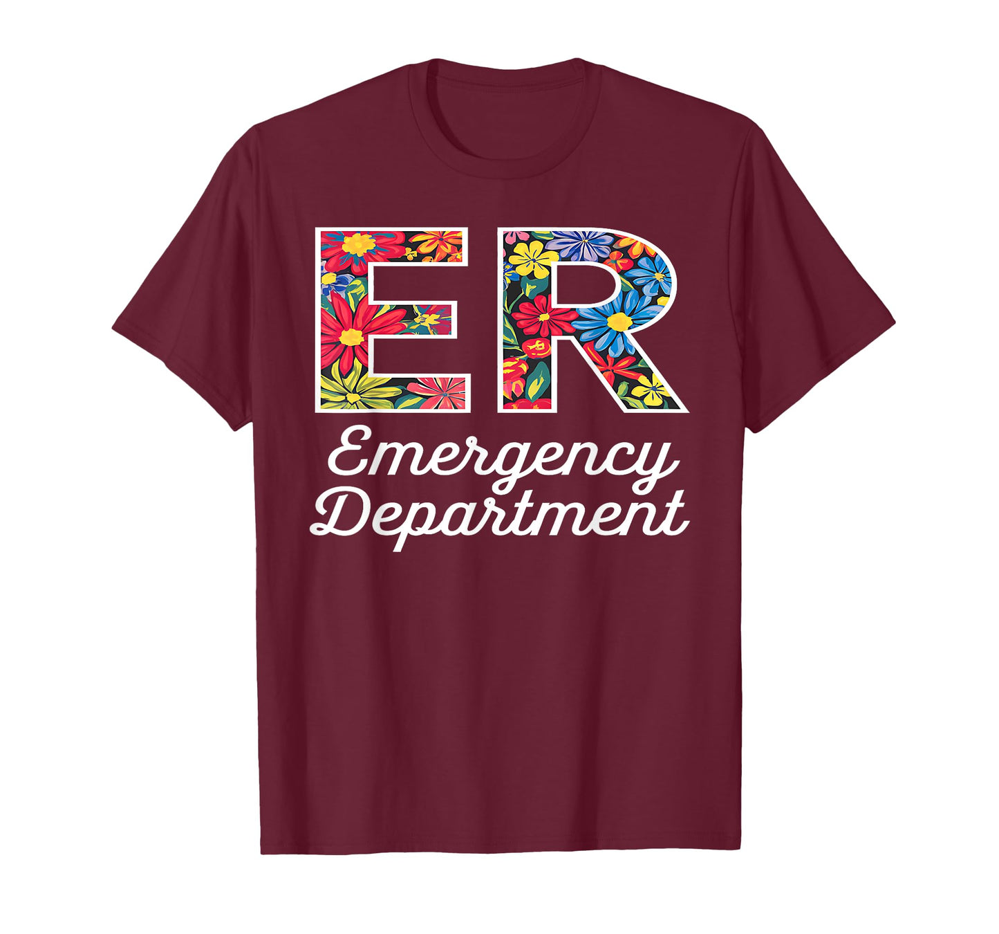 Floral ER Nurse Emergency Room Women RN Emergency Department T-Shirt