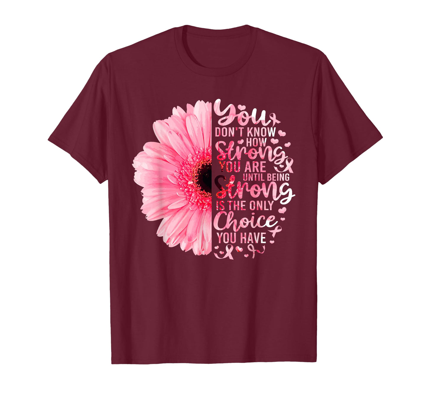 Strong We Are Pink Ribbon Sunflower Breast Cancer Awareness T-Shirt
