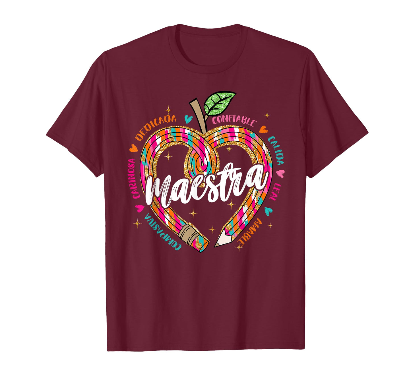 Maestra Pencil Spanish Teacher Bilingual 100 Days Of School T-Shirt