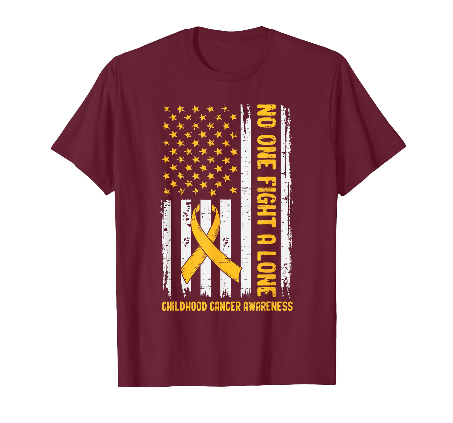 Childhood Cancer Awareness Gold USA American Flag Ribbon Men T-Shirt