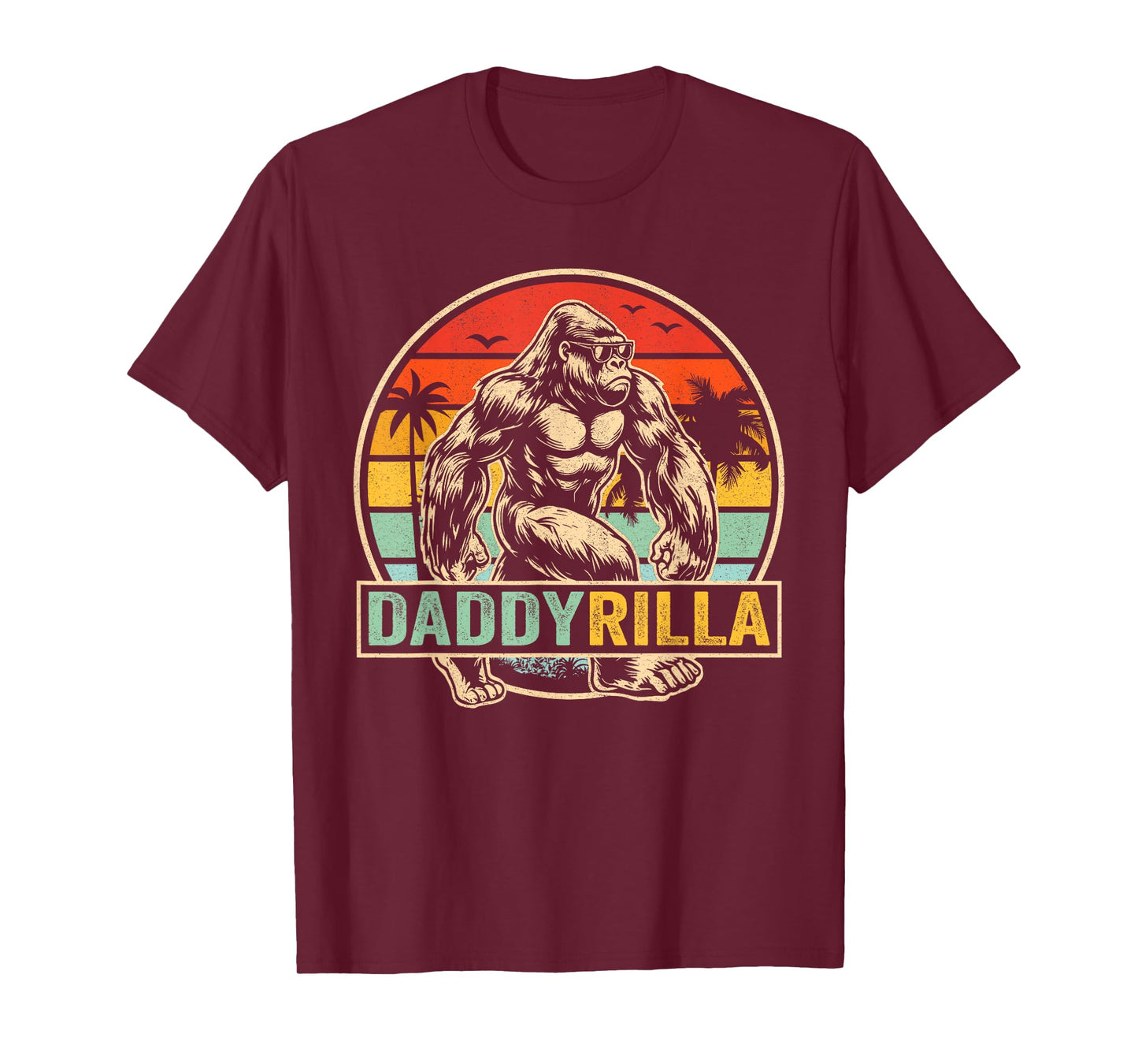 Daddyrilla Proud Dad Strong Gorilla Sunglasses Retro T-Shirt