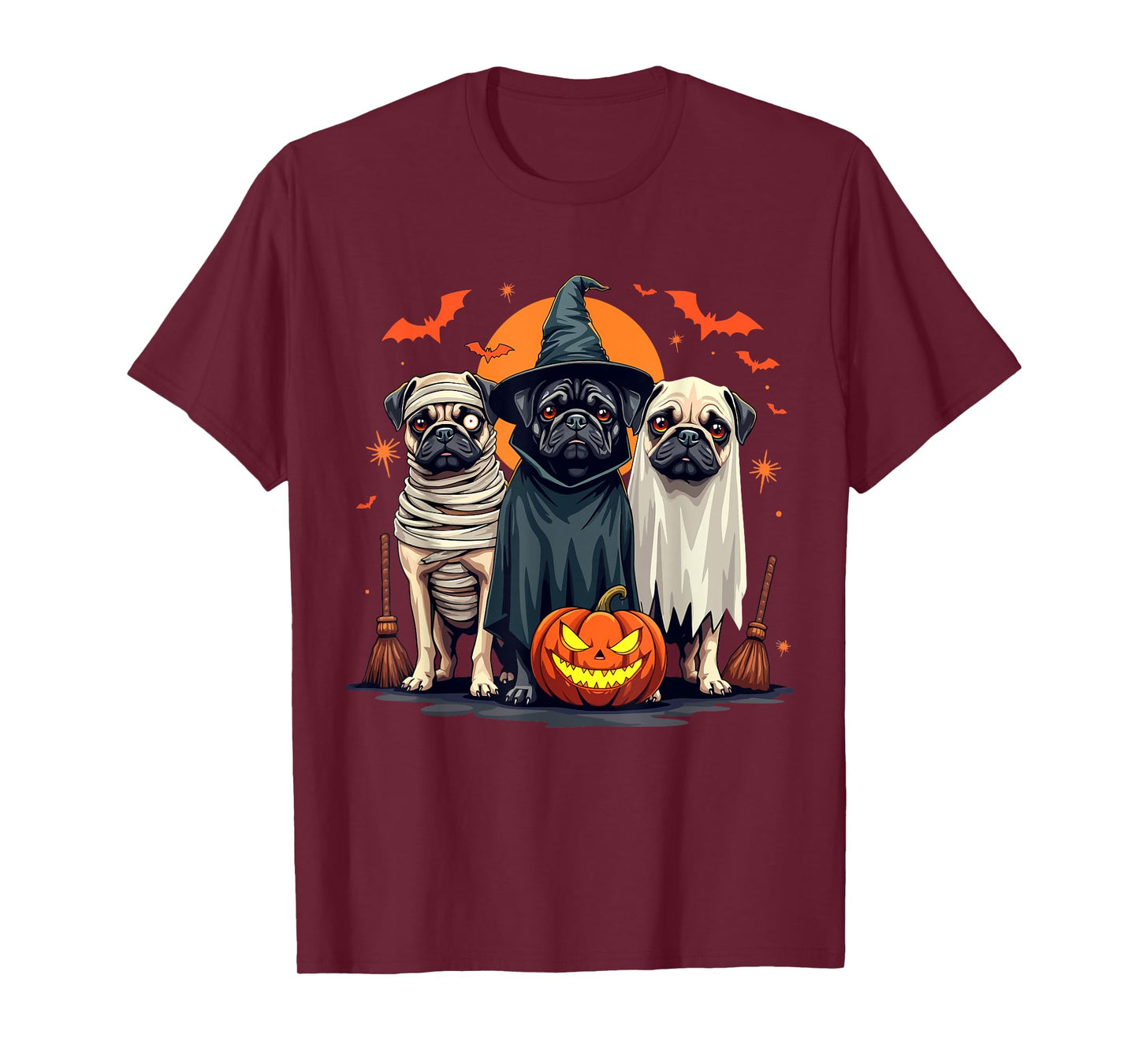 Pug Halloween Costume Mummy Witch Ghost Dog Lover T-Shirt