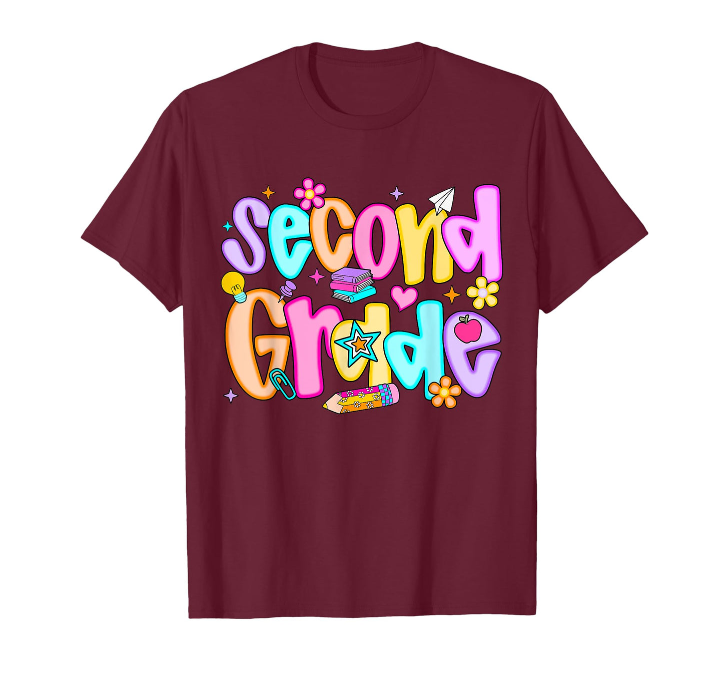 Preppy Second Grade Back To School 2nd Grade Teachers Girls T-Shirt