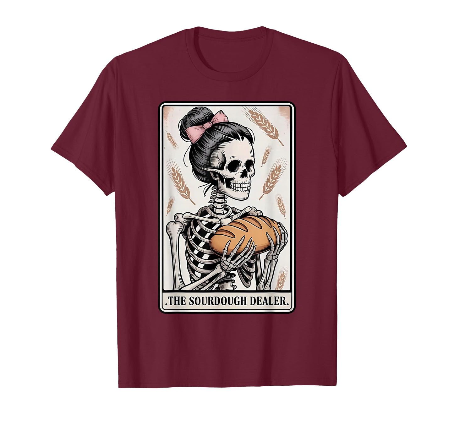Sourdough Dealer Tarot Card Skeleton Homemaker Baking Bow T-Shirt