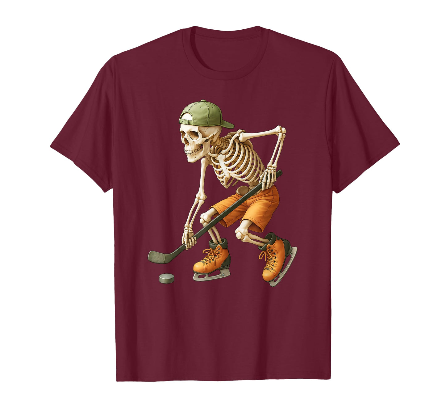 Skeleton Ice Hockey Halloween Costume Funny T-Shirt