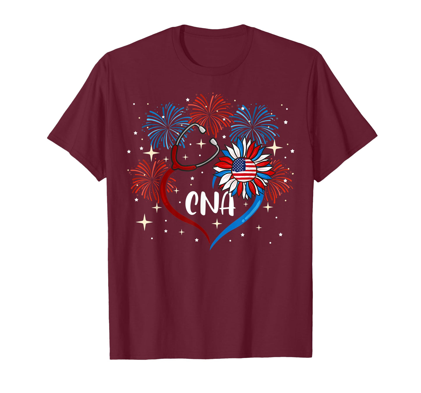 All American CNA Life American Flag Sunflower 4th Of July T-Shirt for Women Kids Men
