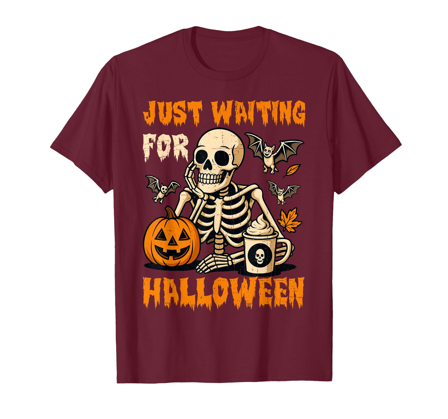 Just Waiting for Halloween Funny Skeleton T-Shirt