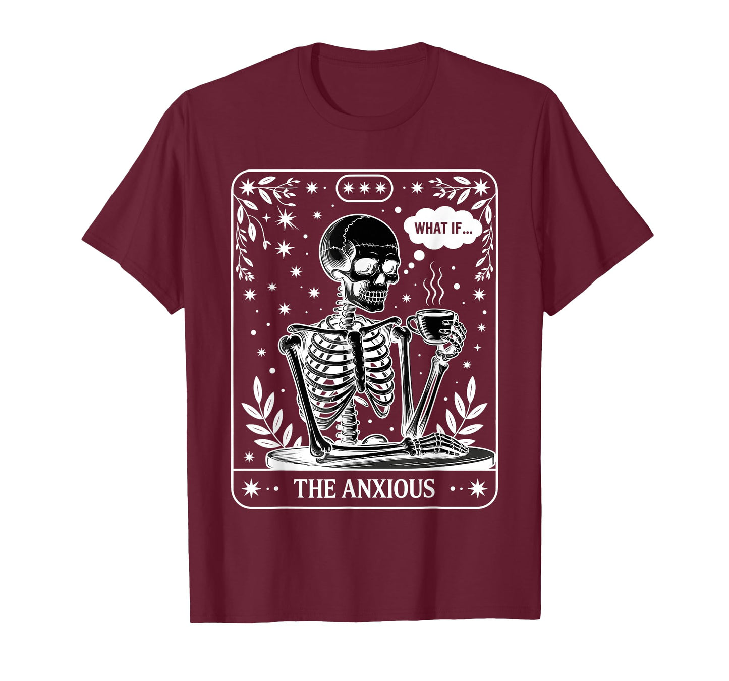 Skeleton Holding Coffee Tarot Design T-Shirt