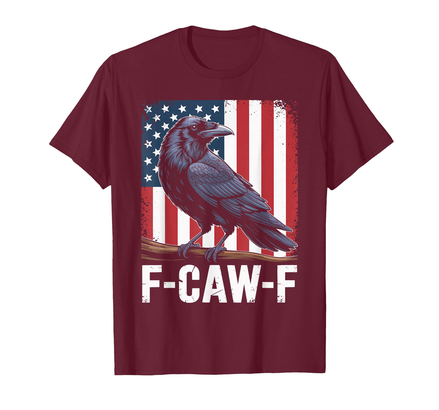 F Caw F Black Crow Black Bird Retro USA Flag Vintage T-Shirt