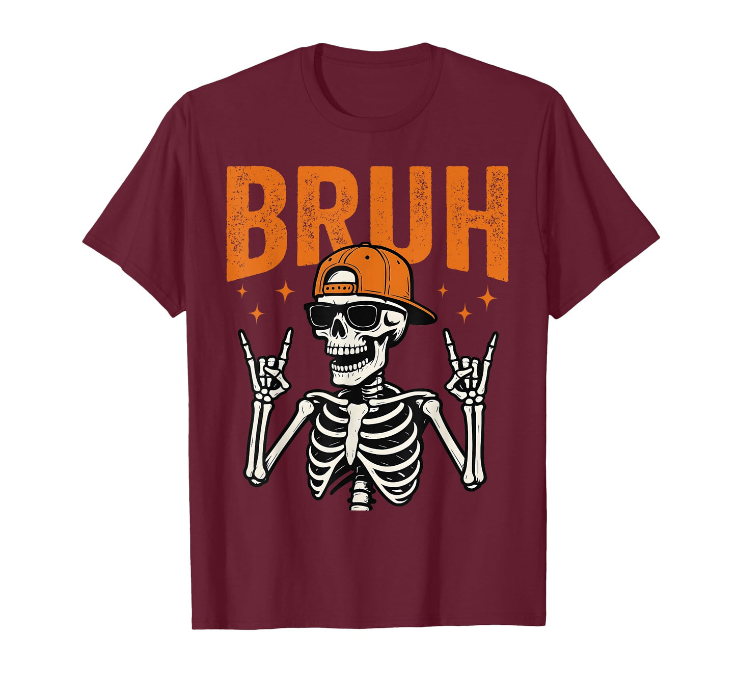 Bruh Punk Rock Skeleton Cool Rocker Halloween Men Teens Kids T-Shirt