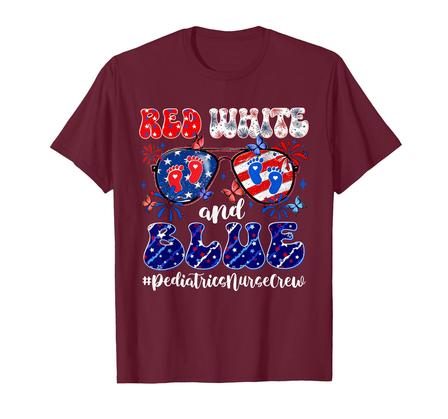 Red White & Blue Pediatrics Crew Pediatric Nurse 4th Of July Women Men T-Shirt