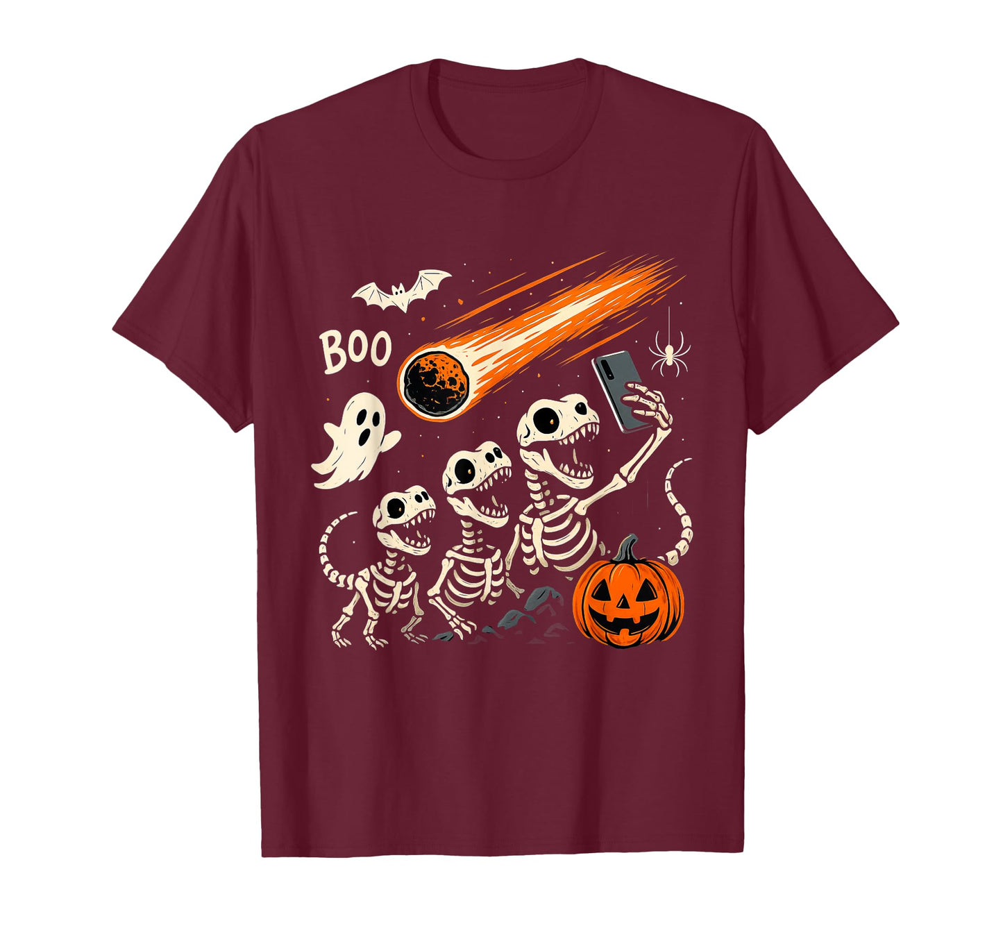 Skeleton Dinosaur T Rex Selfie Halloween T-Shirt