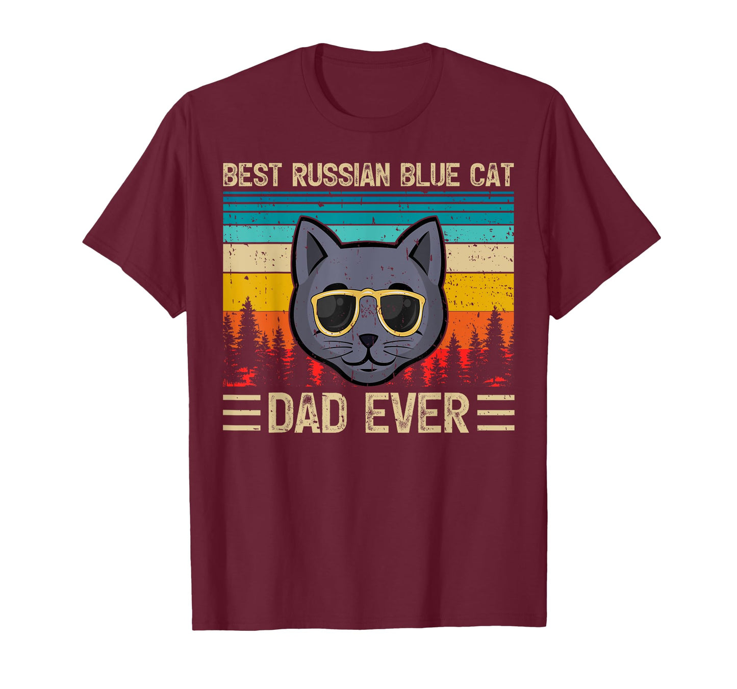 Vintage Funny Best Russian Blue Cat Dad Ever Father's Day Men T-Shirt