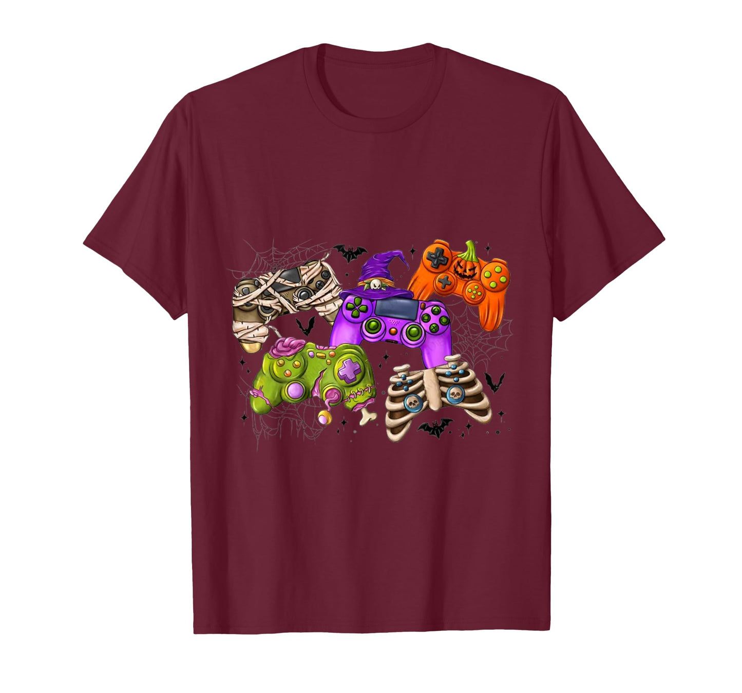 Spooky Skeleton & Zombie Gaming Controllers Halloween T-Shirt