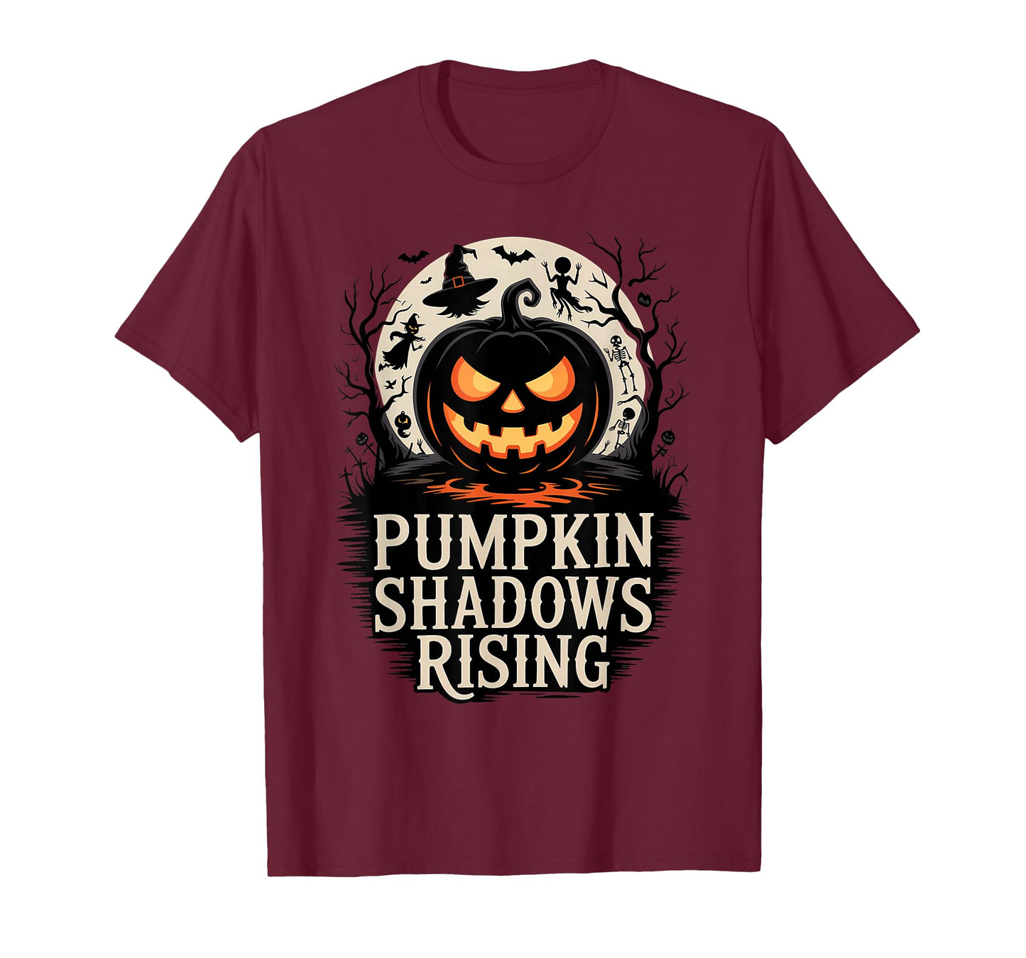 Pumpkin Shadows Rising Funny Forests Spooky Halloween T-Shirt
