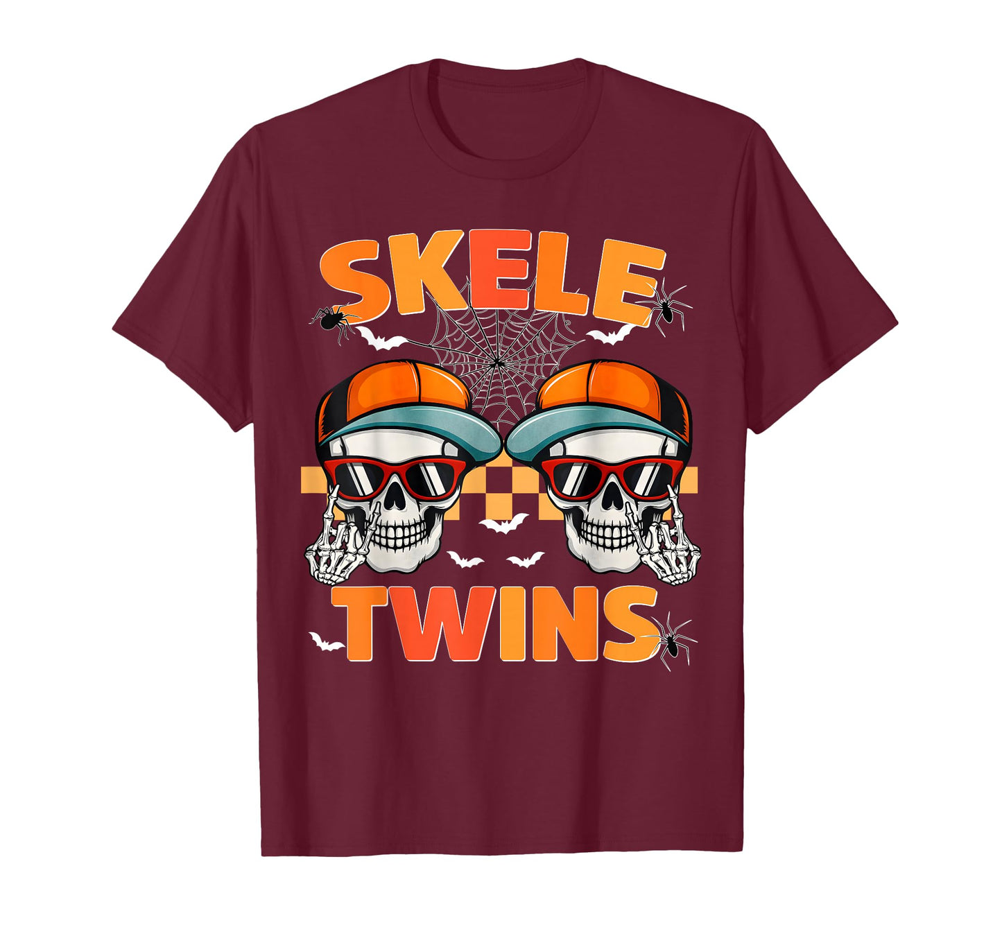 Skele Twins Cool Skeleton Halloween Costumes Boy Men T-Shirt