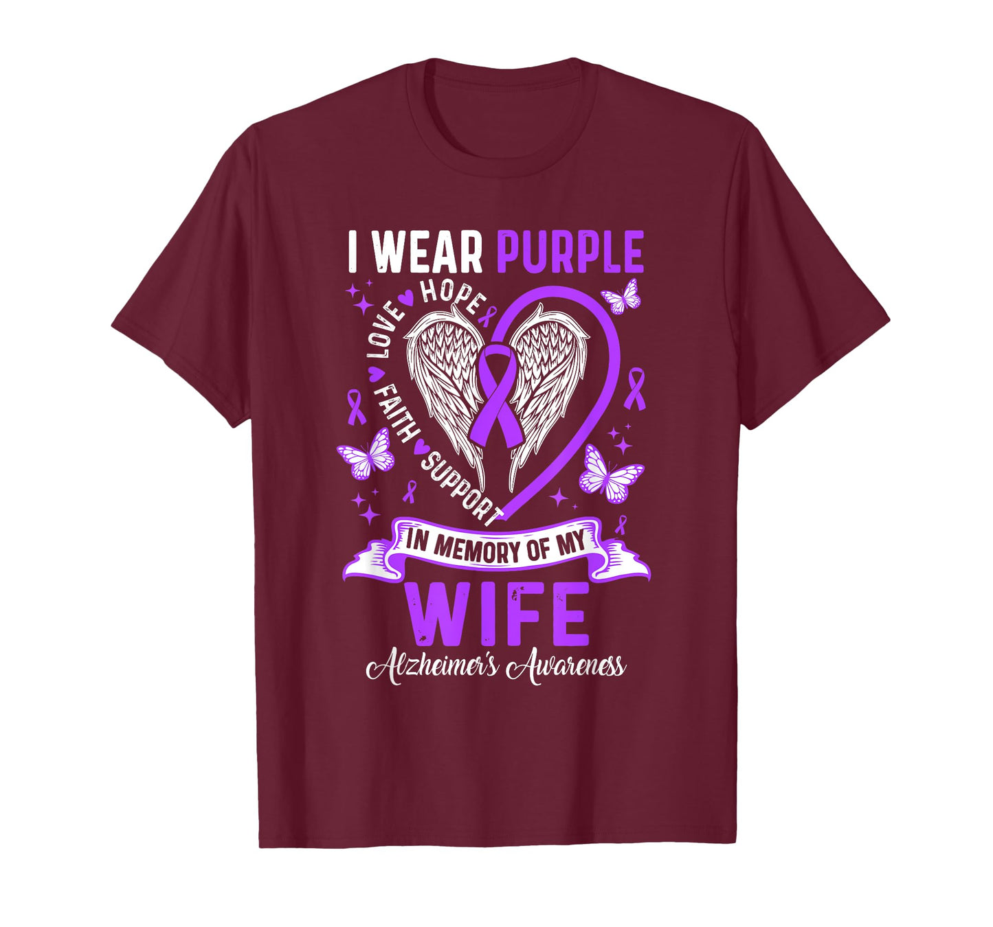 I Wear Purple In Memory Of My Wife Alzheimer's Awareness T-Shirt