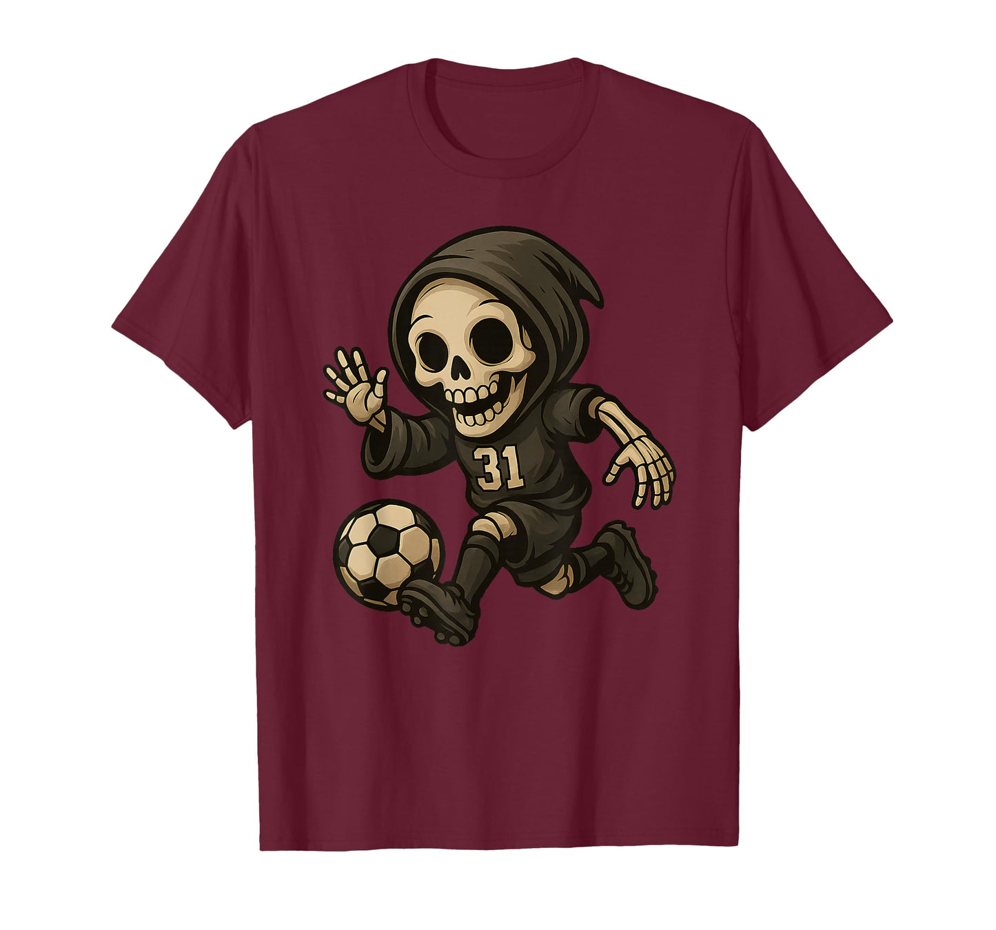 Halloween Skeleton Reaper Soccer Player Spooky Sports Design T-Shirt