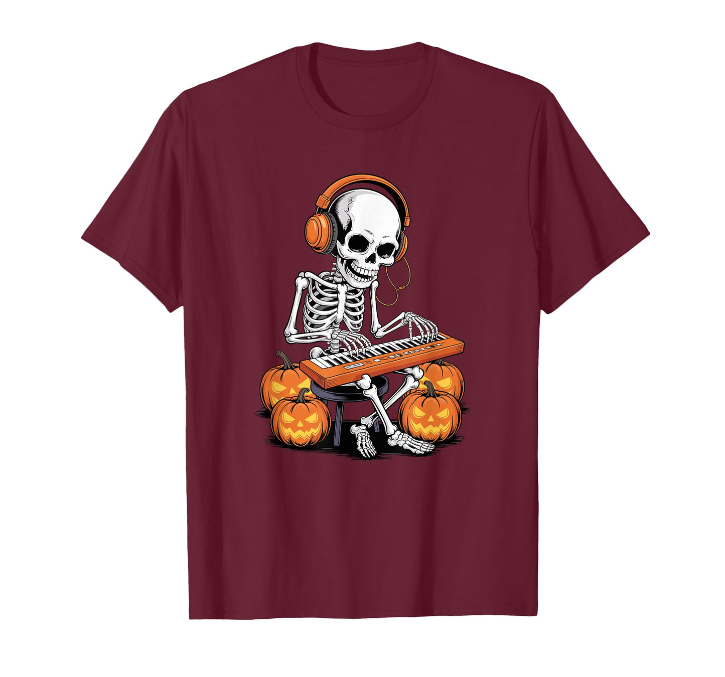 Halloween Skeleton Pianist Keyboard Piano Pianists T-Shirt