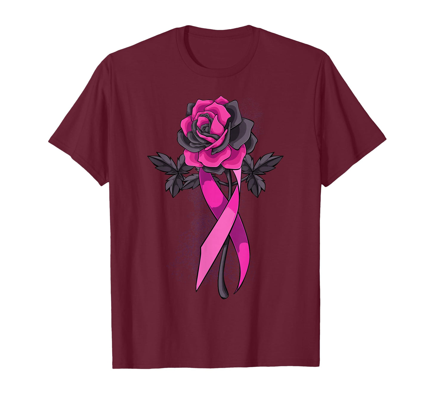 Pink Ribbon Rose Breast Cancer Awareness Survivor Warrior T-Shirt