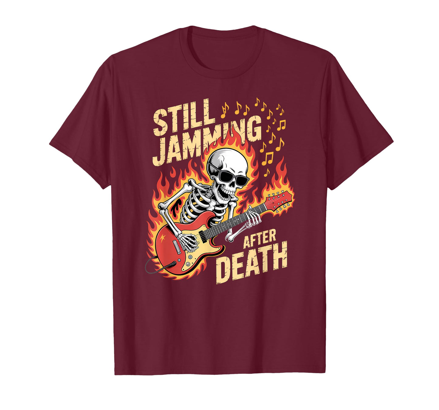 Skeleton Guitarist On Fire Rock Jam Session T-Shirt