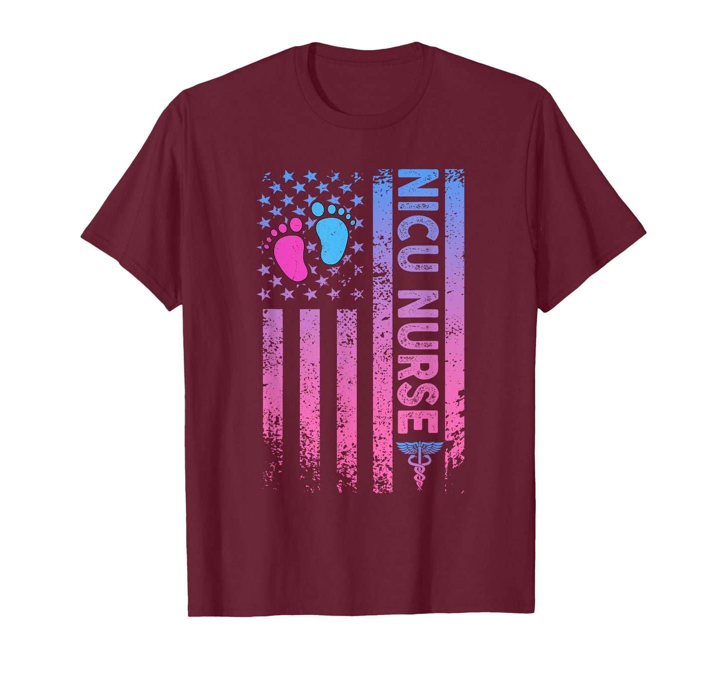 American Flag Neonatal Nursing Student Patriotic Nicu Nurse Women Men T-Shirt
